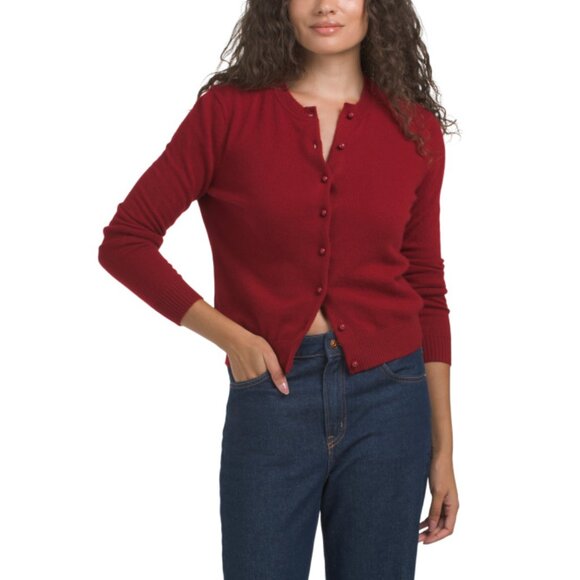 WILT Karanda Red Cashmere Bobble Button Cardigan - Picture 1 of 2